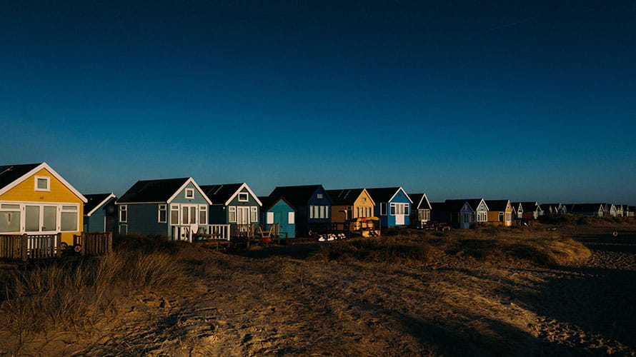 Colourful beach houses at Hengistbury Head