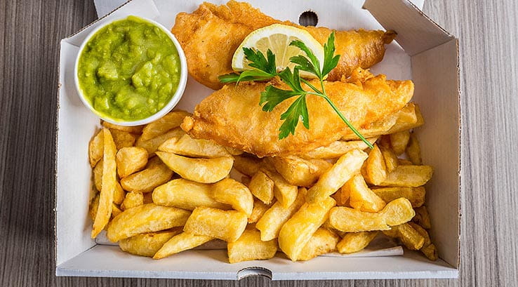 Fish and chips in a box