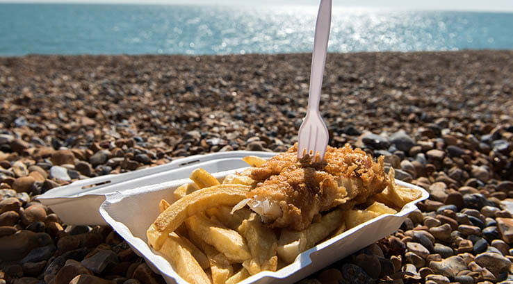 Fish and chips at the beach