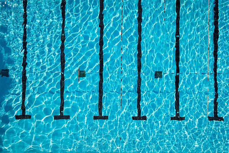 Swimming lanes in an outdoor pool