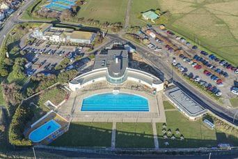 An aerial view of Saltdean Lido in Brighton