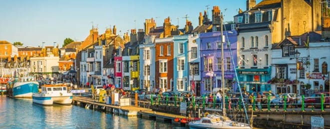 A colourful fishing village in Dorset