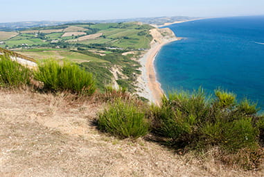 A view over Golden Cap on the Dorset coast