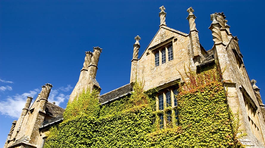 Stone walls of Athelhampton House in Dorset
