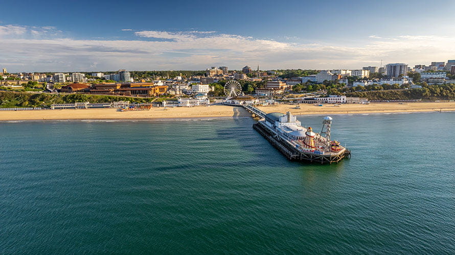 An aerial view of Bournemouth Pier