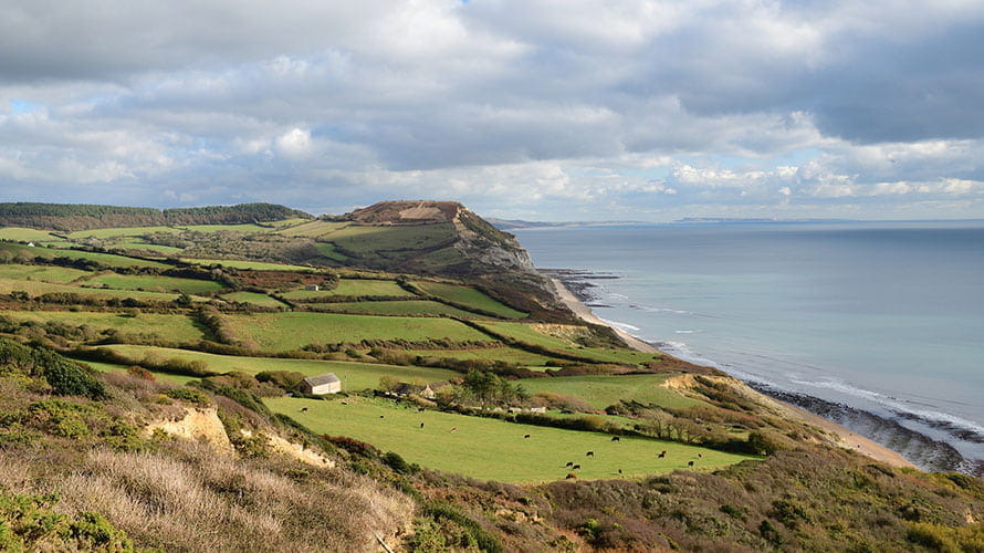 A view along the Dorset coat towards Golden Cap hill