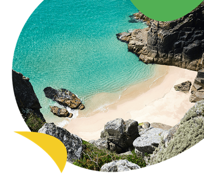 Turquoise waters at Pedn Vounder Beach in Cornwall