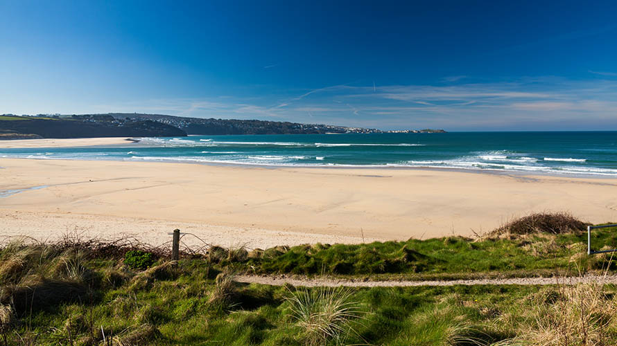 Looking across the Towans towards St Ives in the distance