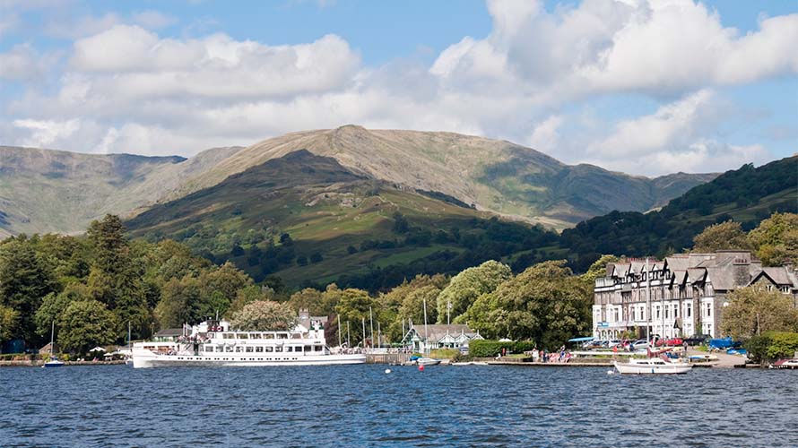 Boats at the dock on Ambleside's shore