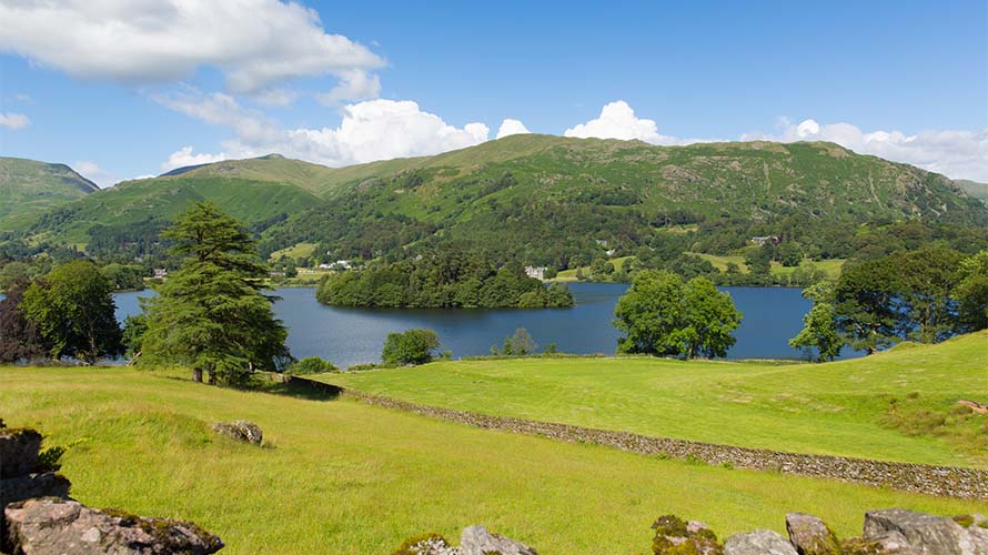 A view over the lake at Grasmere in the Lake District