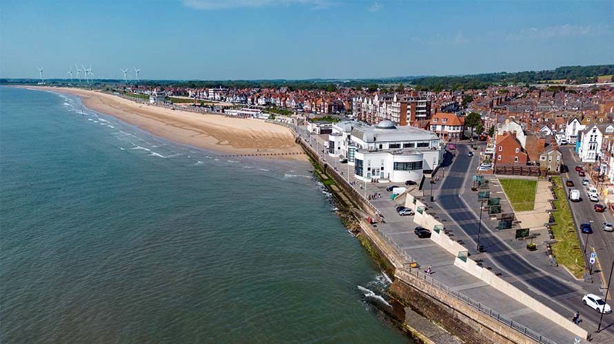 A aerial view of Bridlington's sea front on the Yorkshire Coast