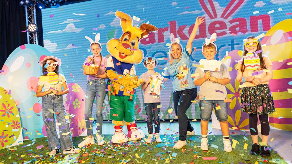 Kids taking part in the Easter entertainment on stage at Parkdean Resorts