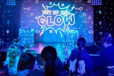 Kids dancing at Get up and Glow
