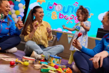 Mum and daughter dancing at bounce and boogie