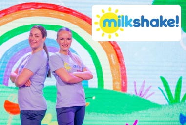 Milkshake! morning presenters smiling