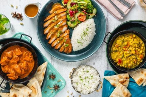 Birdseye view of delicious looking food