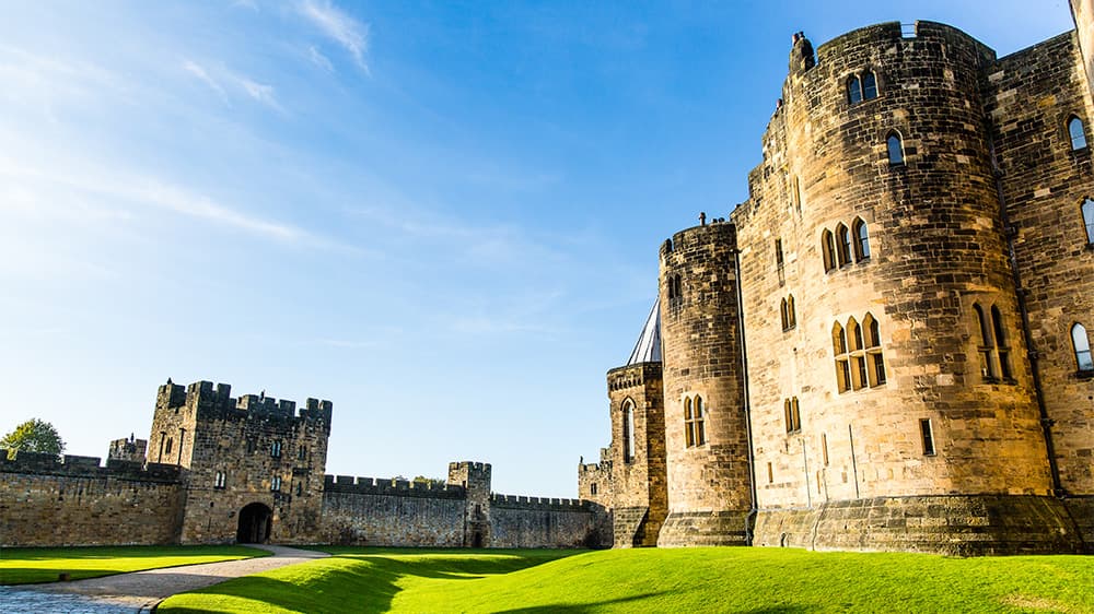 The exterior of Alnwick Castle in Northumberland