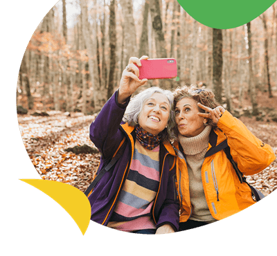 Friends taking a selfie on an autumn walk