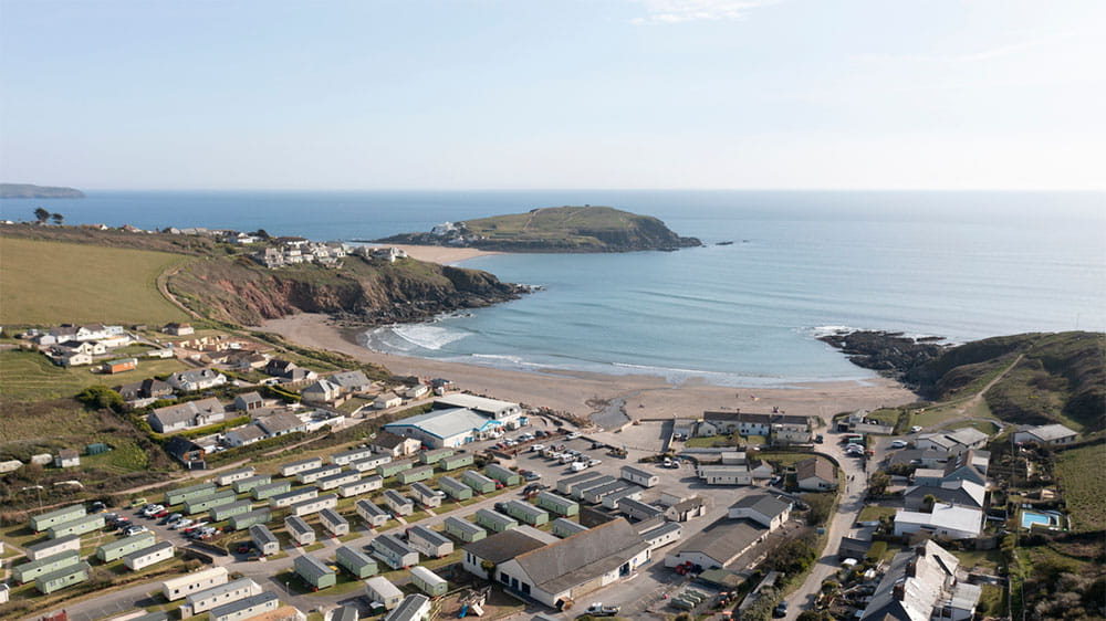 A row of lodges at Ruda Holiday Park in Devon
