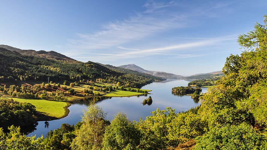 A view over Loch Tummel in Scotland