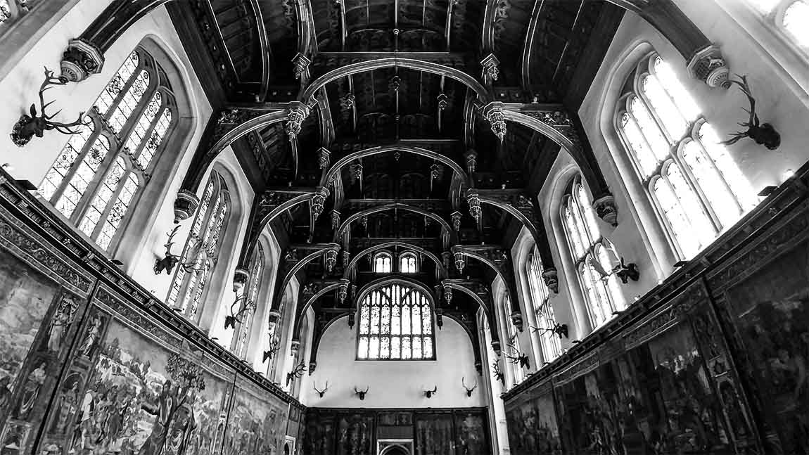 A grand hall inside Hampton Court Palace