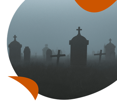 Gravestones in the mist