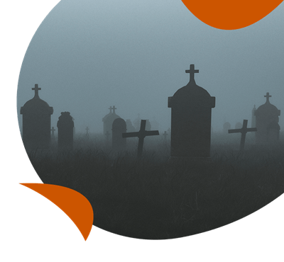Gravestones in the mist