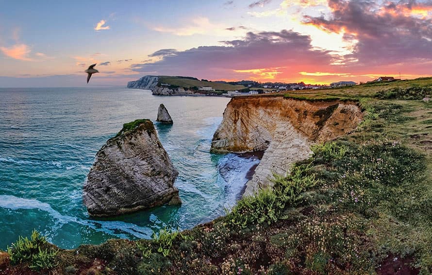 Chalk cliffs along the Isle of Wight coast