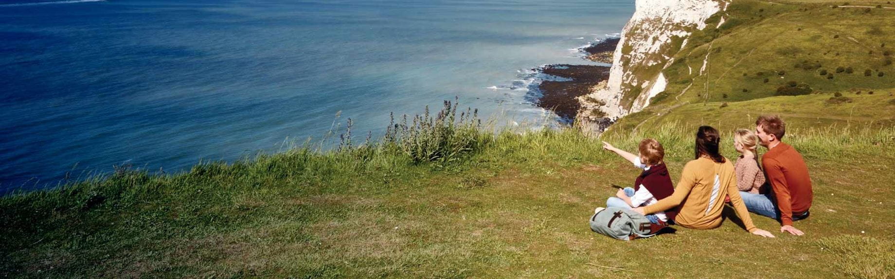 family having a picnic overlooking the White Cliffs of Dover