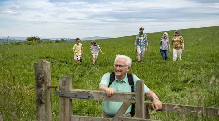 A family walk in the countryside