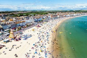 A busy summer day at Weymouth Beach