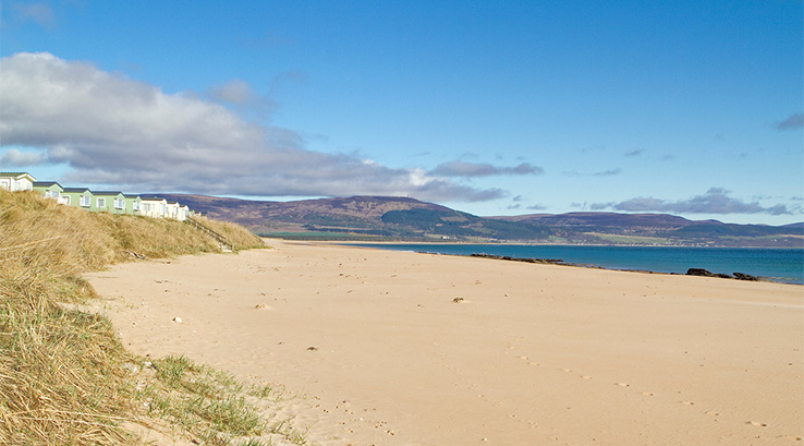 Caravans overlooking Embo Beach in Scotland