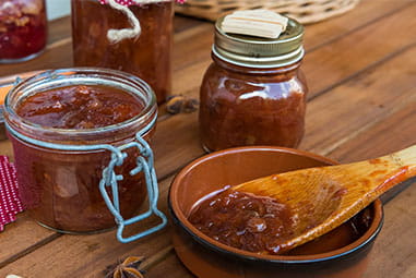 Jars of homemade chutney