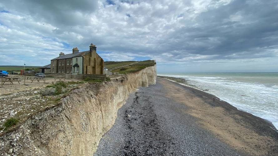 A house on top of the cliffs above Eastbourne Beach