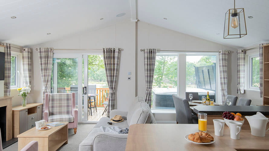 Interior of a lodge at White Acres in Cornwall
