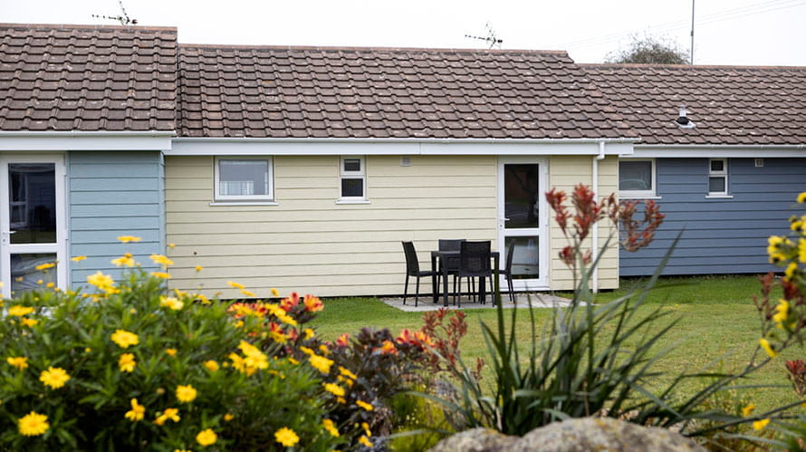 A row of bungalow chalets at Lizard Point in Cornwall