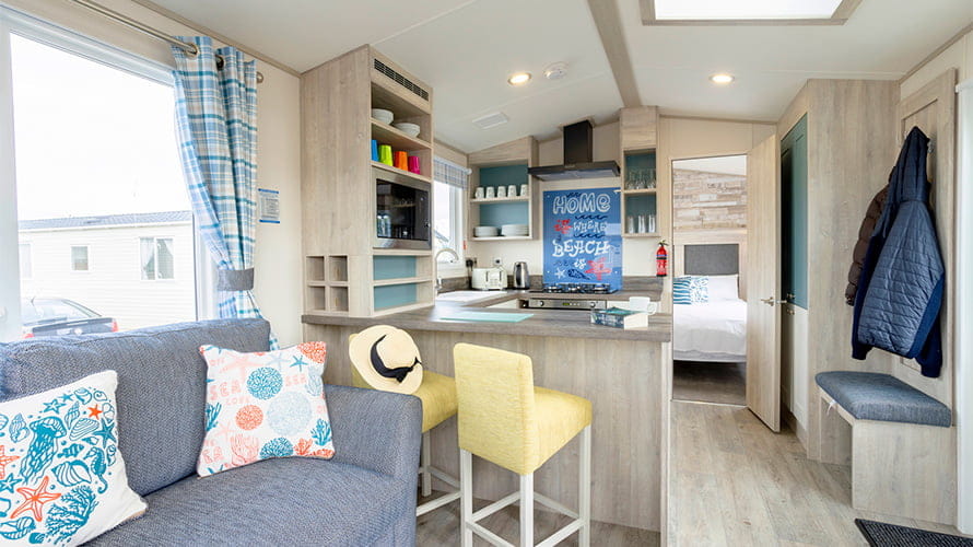 The interior of a one bedroom caravan with Parkdean Resorts