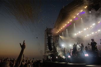 Performers on stage at Mouth of the Tyne Festival