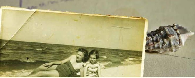 A vintage seaside photo and shell