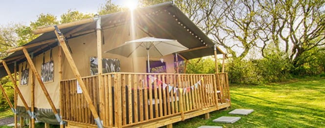 glamping tent with veranda