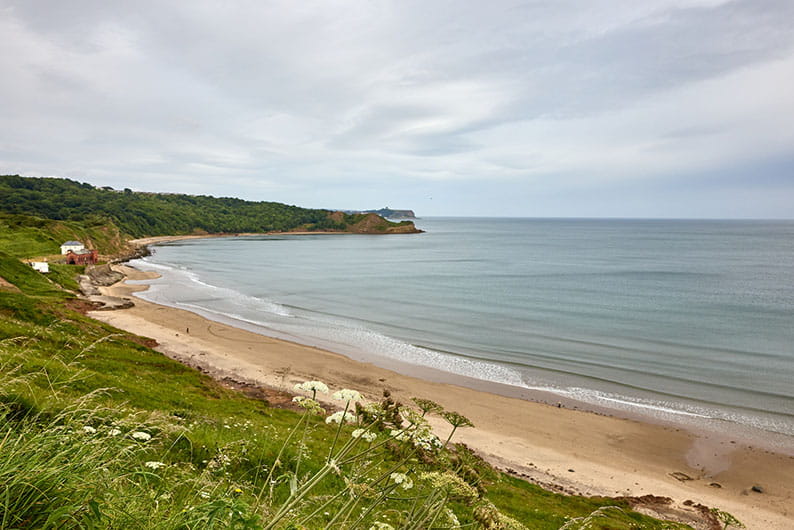 A view over Cayton Bay Beach