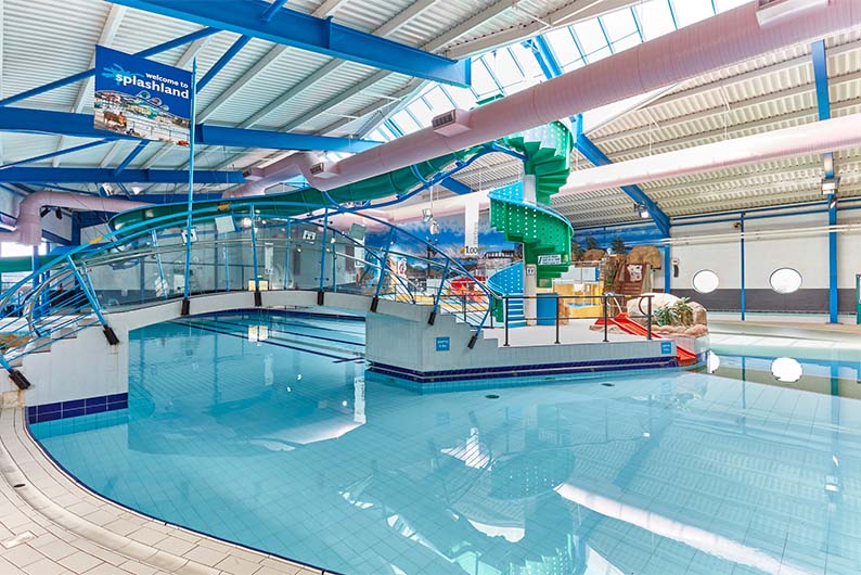 The indoor swimming pool complex at Trecco Bay Holiday Park