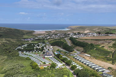 An aerial view over Holywell Bay Holiday Park in Cornwall