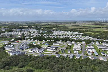 An aerial view over Lizard Point Holiday Park in Cornwall