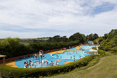 The outdoor swimming pools at Newquay Holiday Park in Cornwall