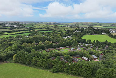 An aerial view over St Minver Holiday Park in Cornwall