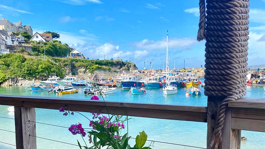 Newquay harbour on a sunny day