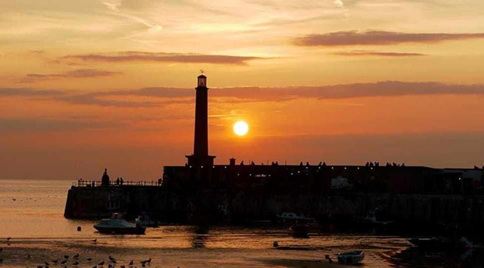 Sunset behind the lighthouse in Margate