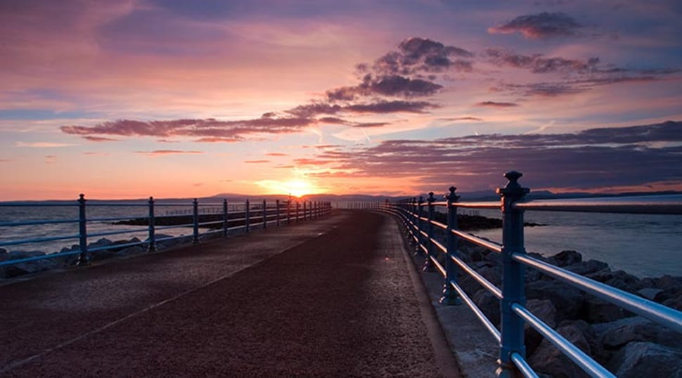 Sunset on the pier in Morecambe Bay