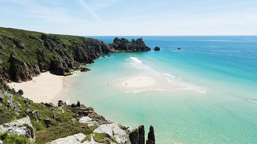 Spectacular Pedn Vounder Beach near Porthcurno in Cornwall